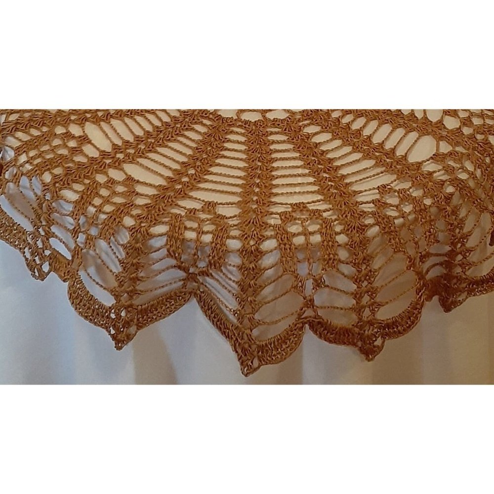 Handmade yellow gold  crochet table cloth